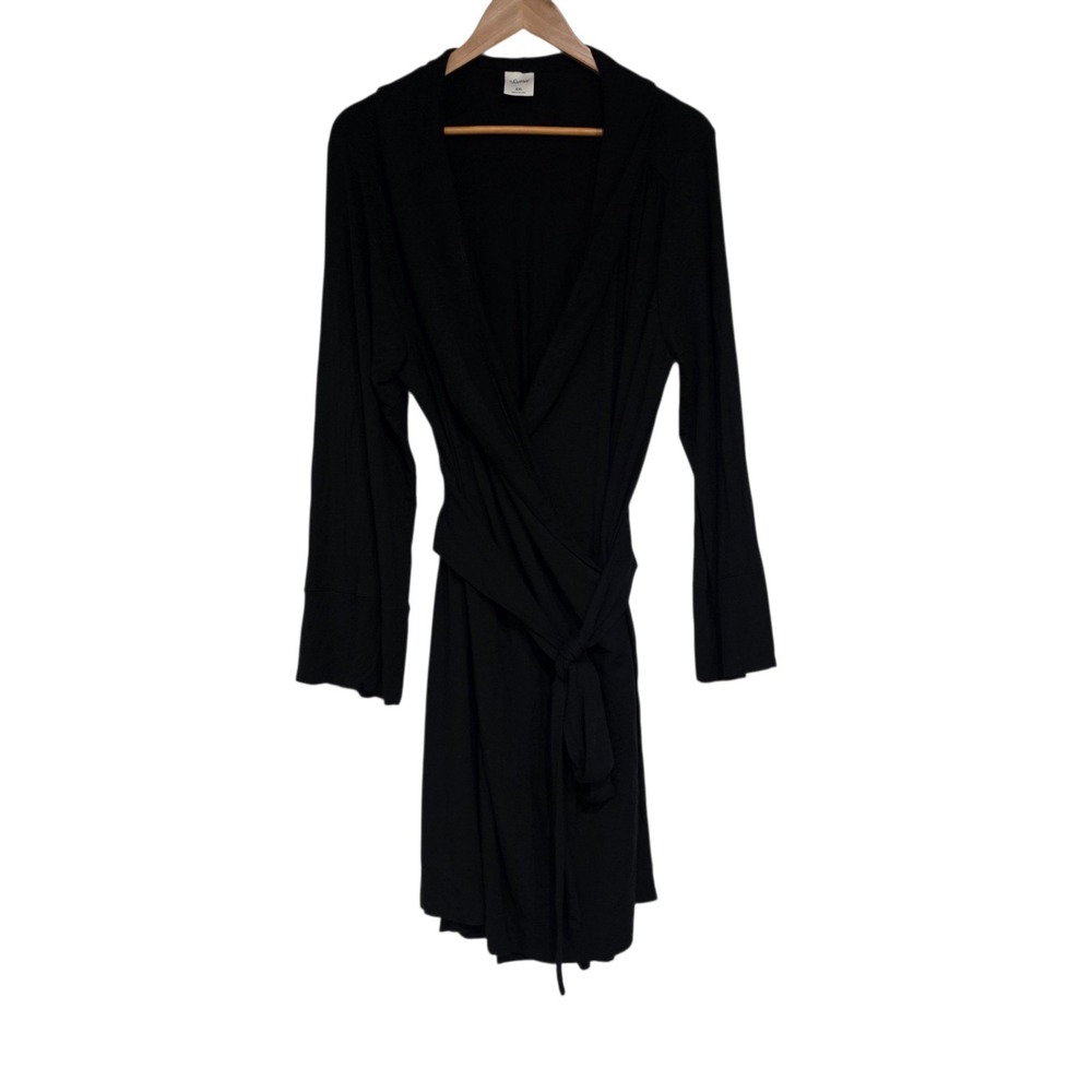 Soma Robe Women XXL Black Cool Nights Knit Wrap Long Sleeve Belted Soft Lounge - Picture 8 of 8
